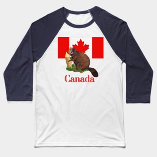 Canadian Flag and Beaver Baseball T-Shirt